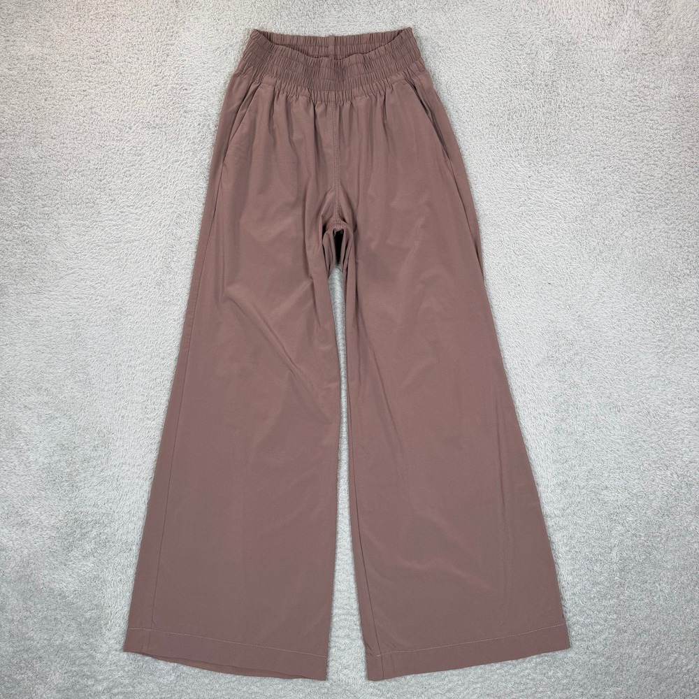 Vuori Villa Wide Leg Pants Mahogany Brown Smocked Waist VW4047 Womens XS